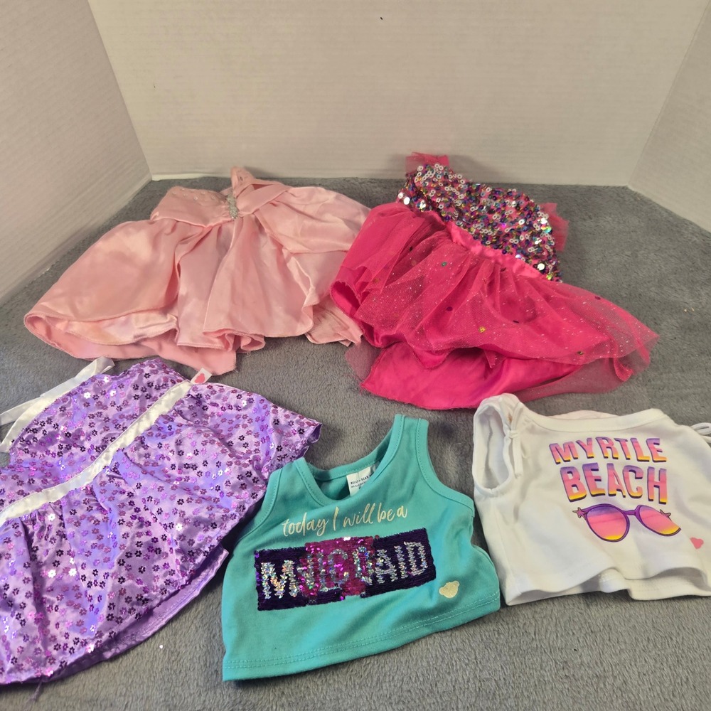 Build-A-Bear Workshop Clothing Lot 5pc Mermaid Myrtle Beach Sequin Dress Outfits